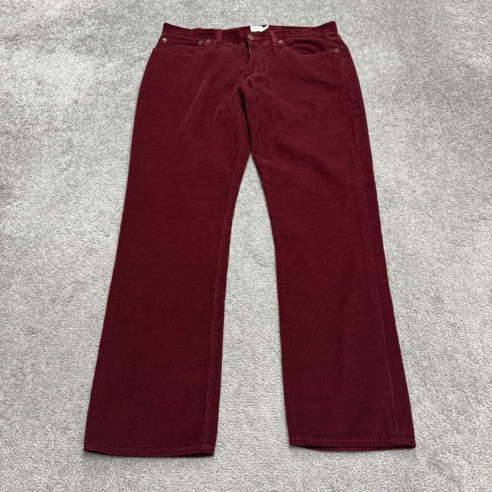 J.Crew Urban Slim Fit Corduroy Pants Mens 33x30 Maroon Red Cotton Flat Front
